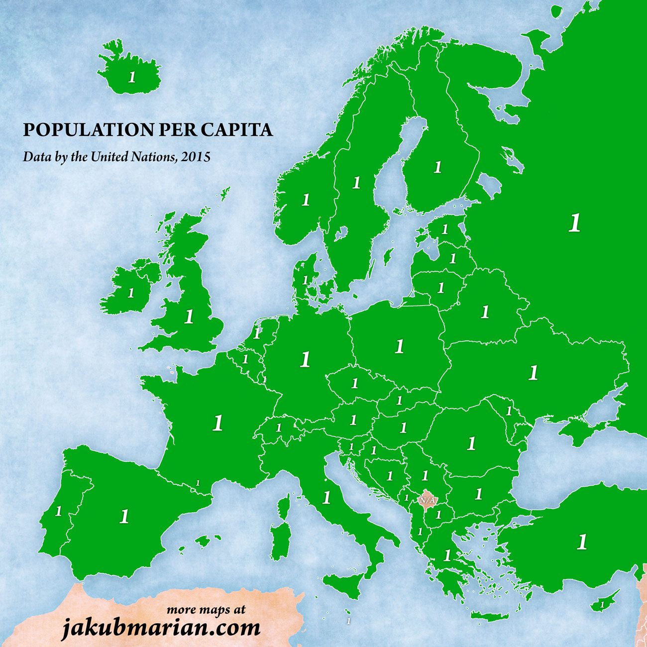 Población per cápita por país en Europa