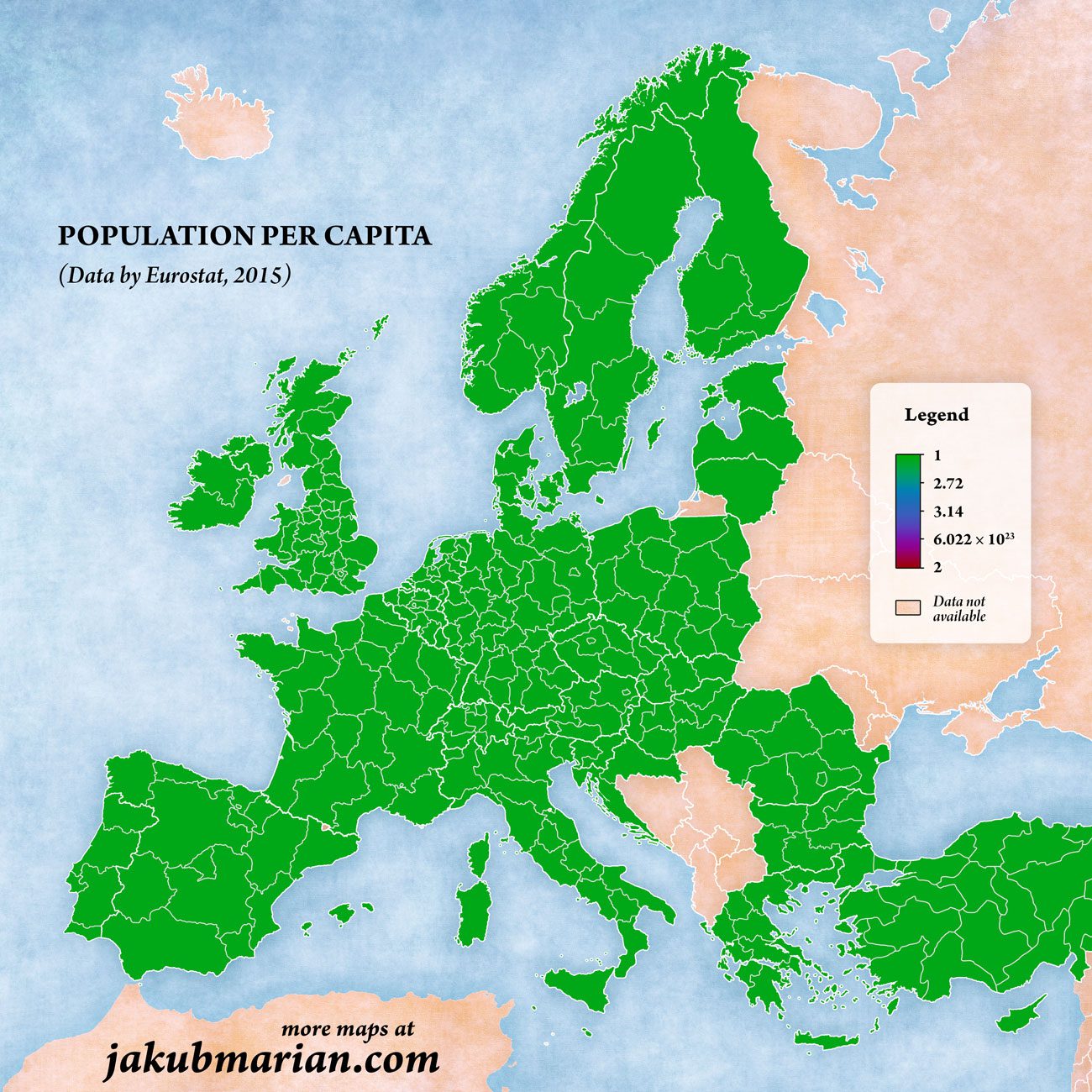 Población per cápita por país en Europa