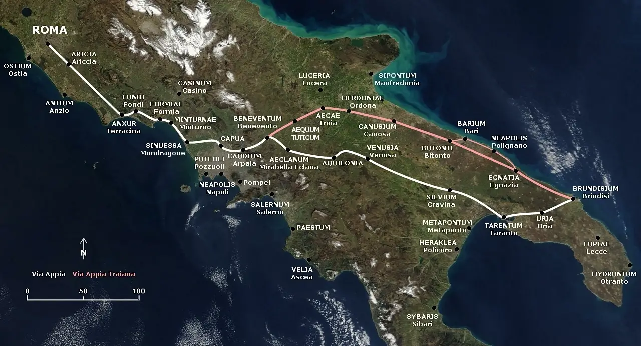 Via Appia, una de las vías más importantes de la antigua Roma, construida hace más de 2.000 años